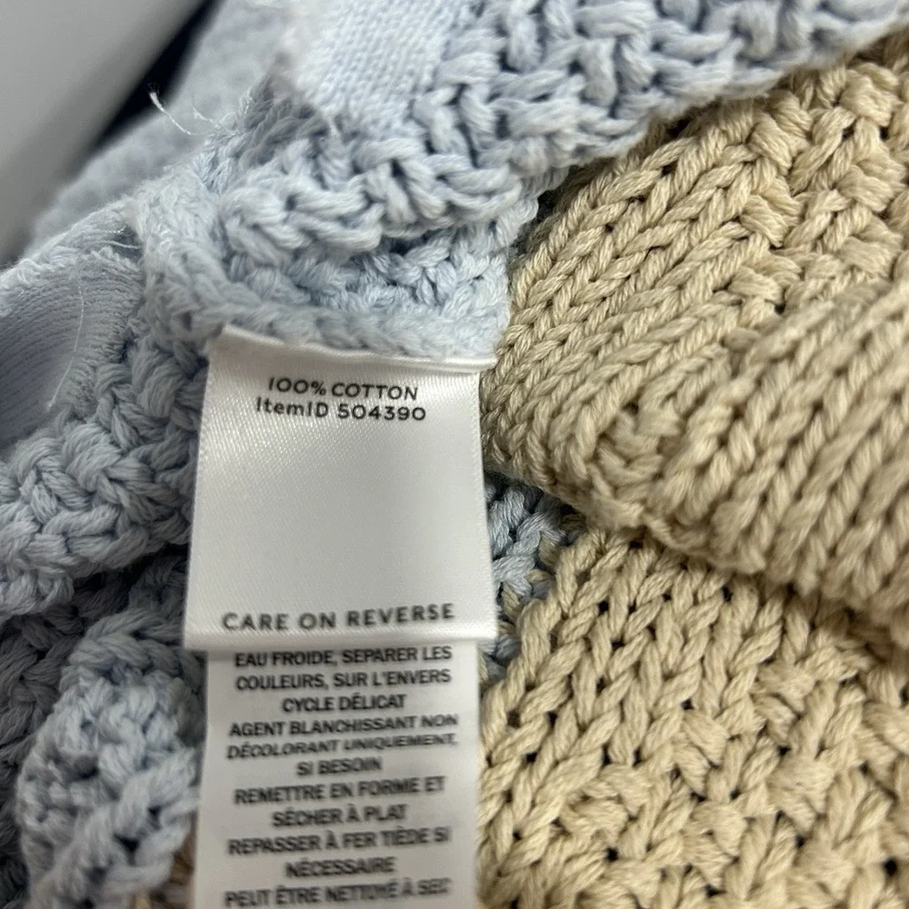 LL Bean Signature Womens Size L Beige Fisherman Cable Knit Sweater 100% Cotton - Picture 8 of 10